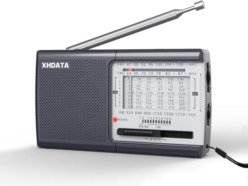 XHDATA D-219 Taşınabilir Radyo – FM/AM/Kısa Dalga, 11 Bant, Kalem Pilli