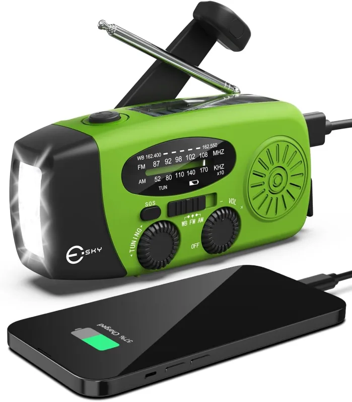 Esky Acil Durum Radyosu – El Kranklı, Güneş Panelli, 2000 mAh