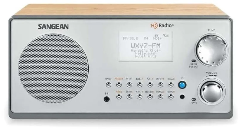 Sangean HDR-18 HD Radio Ahşap Masaüstü Radyo – FM Stereo/AM, 20 Hafıza, Kumandalı