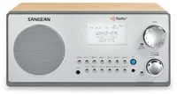 Sangean HDR-18 gümüş ve ahşap HD Radio masaüstü radyo önden görünüm