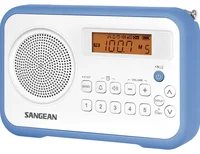 Sangean PR-D18 beyaz-mavi taşınabilir radyo önden görünüm