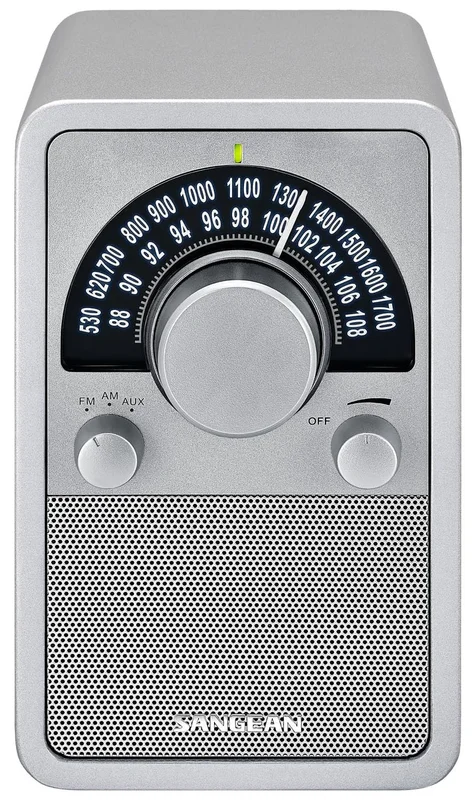 Sangean WR-15 Ahşap Masaüstü Radyo (Gümüş) – AM/FM, AUX Girişli