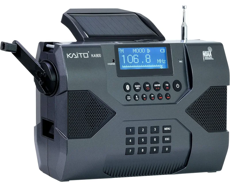 Kaito KA900 Voyager Max Acil Durum Radyosu – Güneş Paneli, El Krankı, Bluetooth, AM/FM/Kısa Dalga