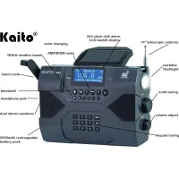 Kaito KA900 özellikleri: güneş şarjı, NOAA bantları, Bluetooth, çift hoparlör, 2000 mAh pil ve 14 inç anten