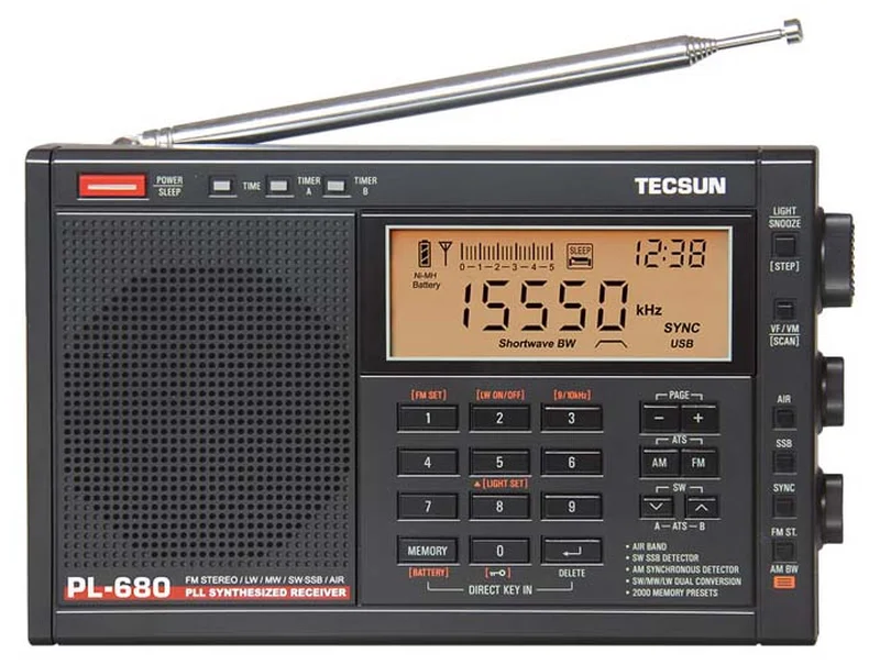 Tecsun PL-680 Dünya Radyosu – SSB, Havacılık Bandı, Çift Dönüşüm