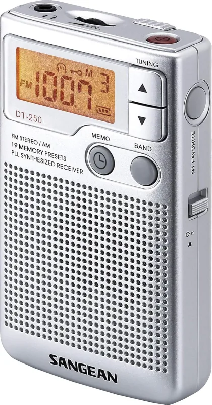 Sangean DT-250 Cep Radyosu – AM/FM Stereo, 19 Hafıza, Kemer Klipsli