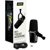 Shure MV7+ Podcast Dynamic Microphone USB-C & XLR Podcast Mikrofonu – OBS Certified Yayıncı Mikrofonu, LED Touch Panel, Auto Level Mode, Digital Pop Filter, Reverb Efektleri – Siyah
