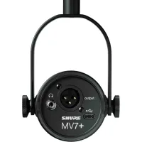 Shure MV7+ Podcast Dynamic Microphone USB-C & XLR Podcast Mikrofonu – OBS Certified Yayıncı Mikrofonu, LED Touch Panel, Auto Level Mode, Digital Pop Filter, Reverb Efektleri – Siyah